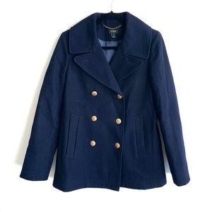 J. CREW blue stadium cloth double-breasted peacoat (Size 8)